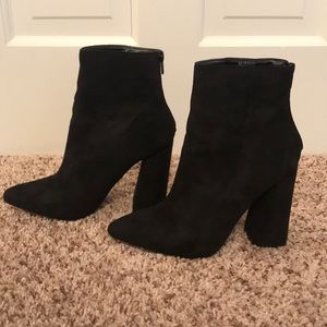 Black Chunky High Heel Booties